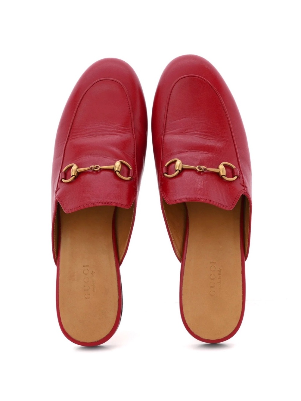 GUCCI Princetown Red Leather Horsebit Mule Loafers 36.5